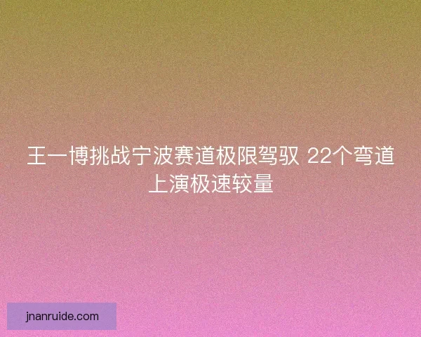 王一博挑战宁波赛道极限驾驭 22个弯道上演极速较量 王一博挑战宁波赛道极限驾驭 22个弯道上演极速较量